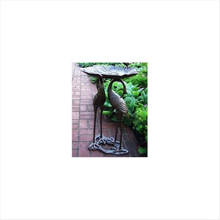 Catgato 2 Crane Lily Bird Bath - Antique Bronze CA3107576